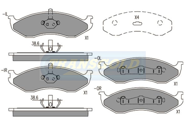 Brake Pads Front Fits Jeep Cherokee 94 TG1311N - Transgold | Universal Auto Spares