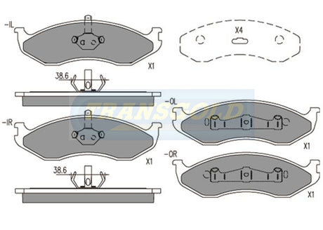 Brake Pads Front Fits Jeep Cherokee 94 TG1311N - Transgold | Universal Auto Spares