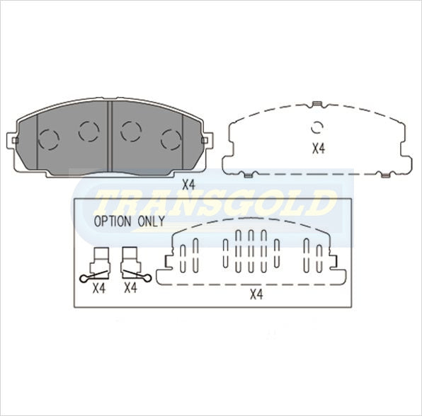 Brake Pads Front Fits Toyota Light Commercial -1996 On TG1328N - Transgold | Universal Auto Spares