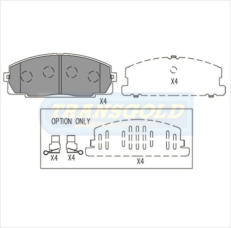 Brake Pads Front Fits Toyota Light Commercial -1996 On TG1328N - Transgold | Universal Auto Spares