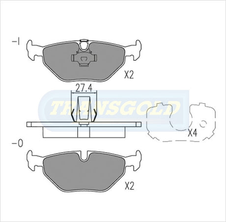 Brake Pads Rear Fits BMW 316,318,320,323,328 Sep 98 On TG1334N - Transgold | Universal Auto Spares