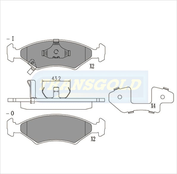 Brake Pads Front Fits Kia Mentor '96 On TG1335N - Transgold | Universal Auto Spares