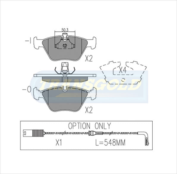 Brake Pads Front Fits BMW 3301,330ci Sept 2000 On, 5231 '96-00, 5351 '96 On TG1364N - Transgold | Universal Auto Spares