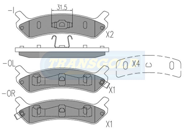 Brake Pads Rear Fits Hyundai Sonata 92 0n TG1369N - Transgold | Universal Auto Spares