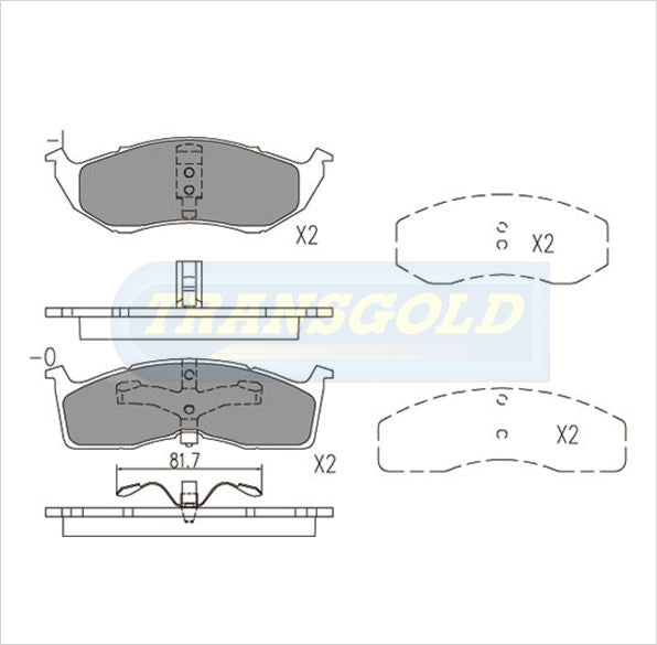 Brake Pads Front Fits Chrysler Neon, Voyager '96 On TG1374N - Transgold | Universal Auto Spares