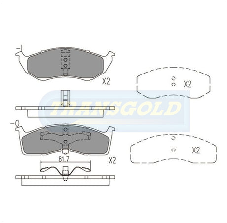 Brake Pads Front Fits Chrysler Neon, Voyager '96 On TG1374N - Transgold | Universal Auto Spares