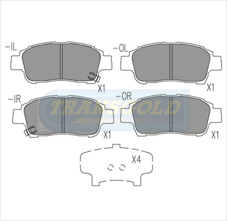 Brake Pads Front Fits Toyota Echo '99 On TG1378 - Transgold | Universal Auto Spares