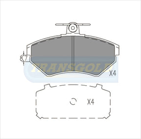 Brake Pads Front Fits Volkswagen Passat 1.8 20V 4D Sedan (Lucas Caliper) '98-01 TG1400N - Transgold | Universal Auto Spares