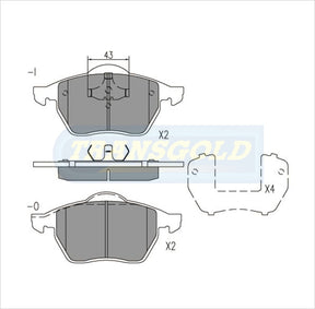 Brake Pads Front Fits Audi Tt 1.8 1999 0N TG1401N - Transgold | Universal Auto Spares