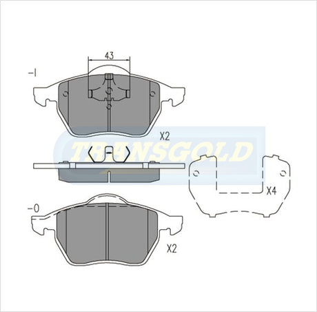 Brake Pads Front Fits Audi Tt 1.8 1999 0N TG1401N - Transgold | Universal Auto Spares