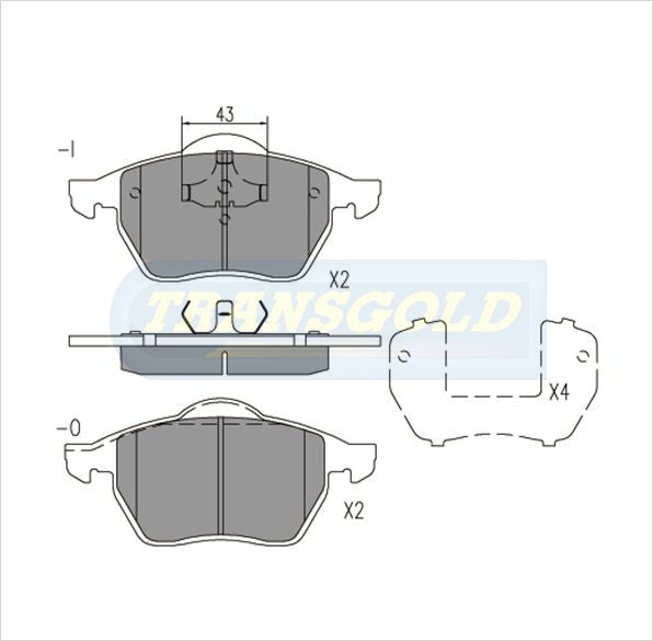 Brake Pads Front Fits Audi Tt 1.8 1999 0N TG1401N - Transgold | Universal Auto Spares