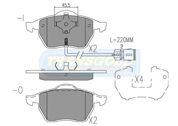 Brake Pads Front Fits Audi A4 1.8 '96-99, Holden Astra With Abs 1998 On TG1404N - Transgold | Universal Auto Spares