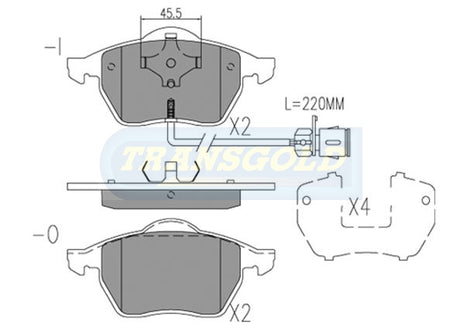 Brake Pads Front Fits Audi A4 1.8 '96-99, Holden Astra With Abs 1998 On TG1404N - Transgold | Universal Auto Spares