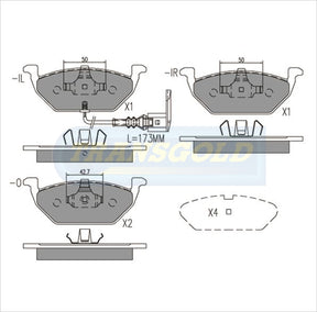 Brake Pads Front Fits Volkswagen Golf 2000 On TG1405N - Transgold | Universal Auto Spares