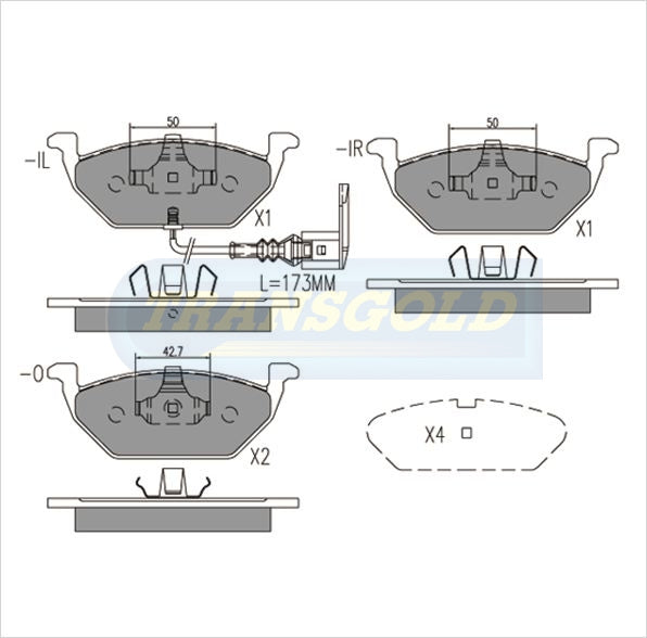Brake Pads Front Fits Volkswagen Golf 2000 On TG1405N - Transgold | Universal Auto Spares