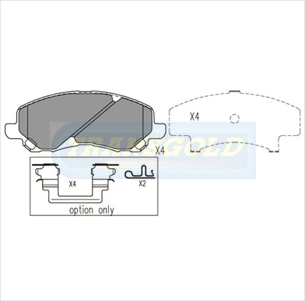 Brake Pads Front Fits Mitsubishi Outlander, Galant Ea3W,Ec3W (USA) 2001 On TG1441N - Transgold | Universal Auto Spares