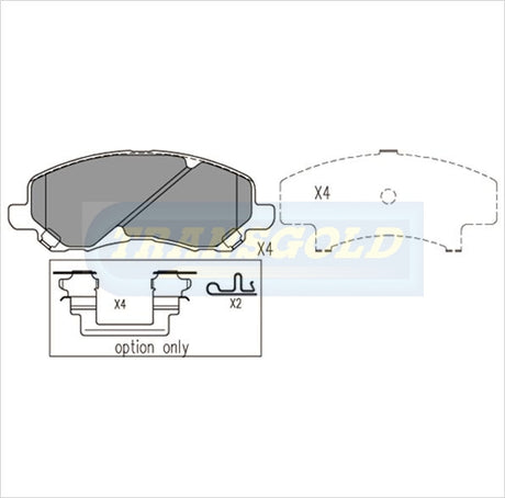 Brake Pads Front Fits Mitsubishi Outlander, Galant Ea3W,Ec3W (USA) 2001 On TG1441N - Transgold | Universal Auto Spares