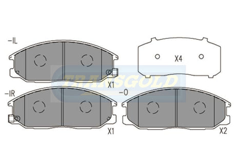Brake Pads Front Fits Kia Sorrento, Hyundai Santa Fe, Trajet, Grandeur Xg '00 On TG1450N - Transgold | Universal Auto Spares