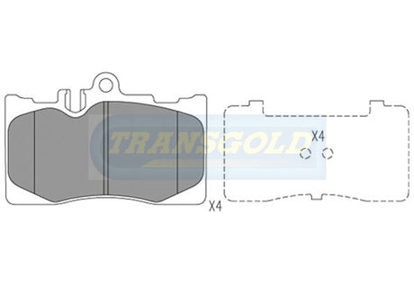 Brake Pads Front Fits Lexus Ls430 Sedan 2001 On TG1496N - Transgold | Universal Auto Spares
