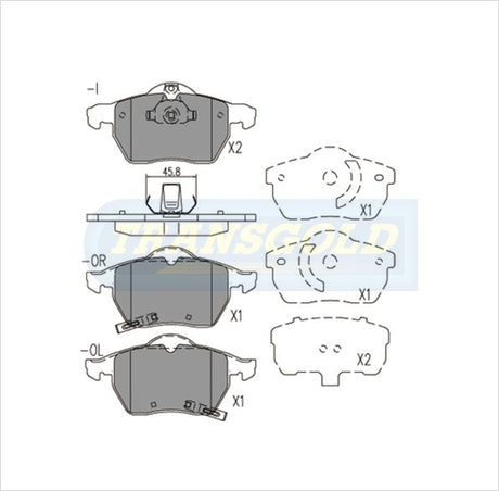 Brake Pads Front Fits Holden Astra 2001-On TG1510N - Transgold | Universal Auto Spares