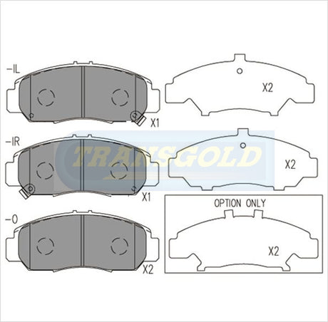 Brake Pads Front Fits Honda Accord V6 2003 On Front, Jazz 2002 On TG1515N - Transgold | Universal Auto Spares