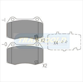 Brake Pads Front Fits Nissan 350Z Z33, Skyline 90-01 R32-34 Brembo TG1520N - Transgold | Universal Auto Spares