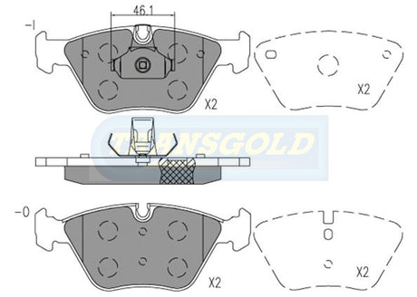Brake Pads Front Fits BMW 3 Series, 5 Series E46/E60 TG1522N - Transgold | Universal Auto Spares