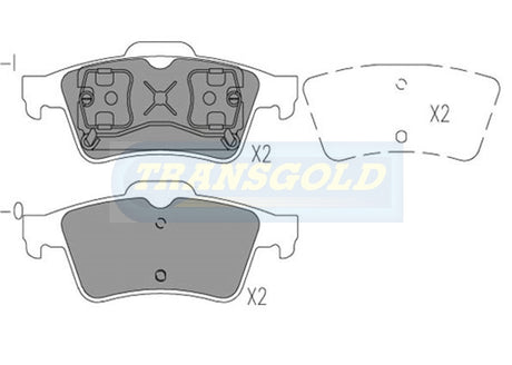 Brake Pads Rear Fits Mazda 3 2004-On TG1665N - Transgold | Universal Auto Spares