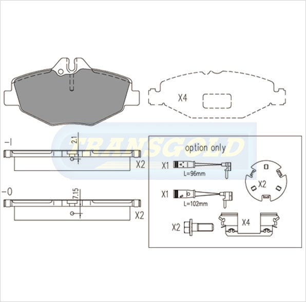 Brake Pads Front Fits Mercedes E-Class E320 02-05 TG1667N - Transgold | Universal Auto Spares