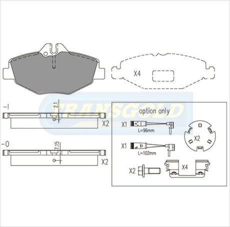 Brake Pads Front Fits Mercedes E-Class E320 02-05 TG1667N - Transgold | Universal Auto Spares