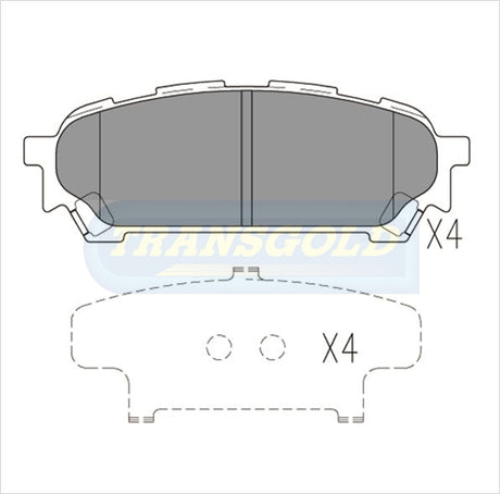 Brake Pads Rear Fits Subaru Impreza Dec02 Wrx 2.0L TG1672N - Transgold | Universal Auto Spares