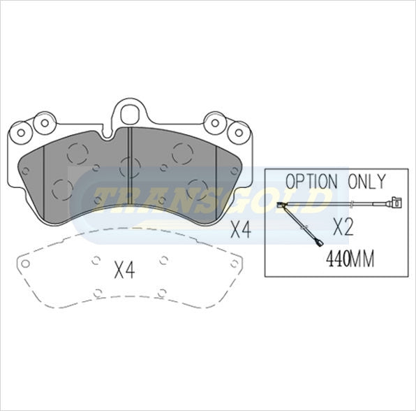 Brake Pads Front Fits Volkswagen Touareg 03-on, Porsche Cayenne 03-05 TG1676N - Transgold | Universal Auto Spares
