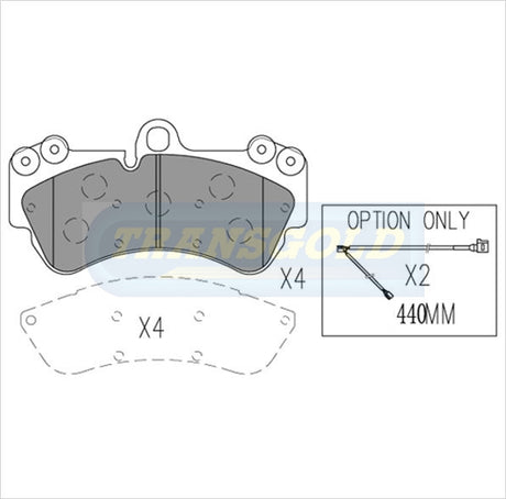 Brake Pads Front Fits Volkswagen Touareg 03-on, Porsche Cayenne 03-05 TG1676N - Transgold | Universal Auto Spares