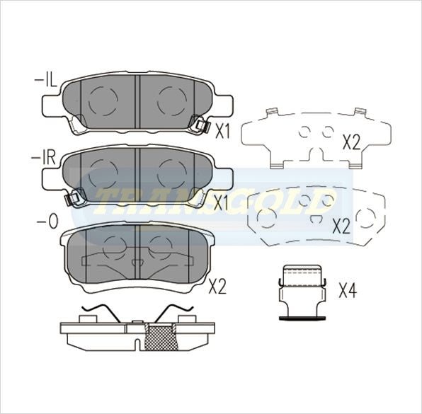 Brake Pads Rear Fits Mitsubishi Lancer CG TG1686N - Transgold | Universal Auto Spares