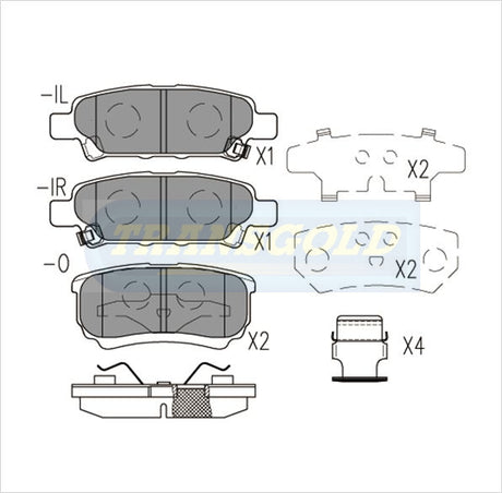 Brake Pads Rear Fits Mitsubishi Lancer CG TG1686N - Transgold | Universal Auto Spares