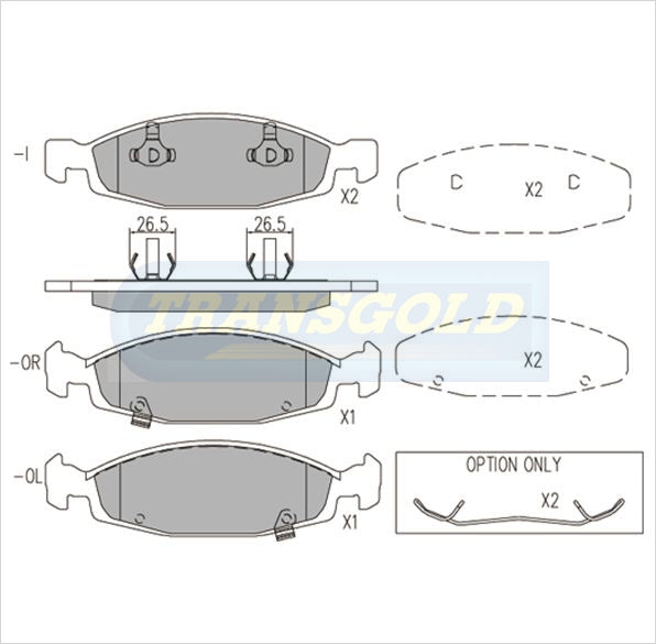 Brake Pads Front Fits Jeep Cherokee 2000 On TG1715N - Transgold | Universal Auto Spares