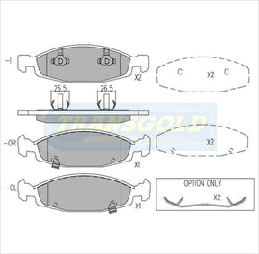 Brake Pads Front Fits Jeep Cherokee 2000 On TG1715N - Transgold | Universal Auto Spares