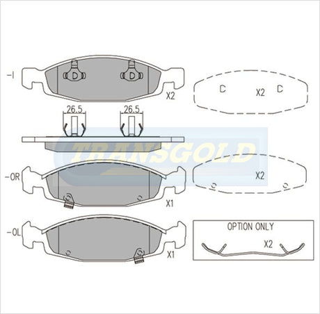 Brake Pads Front Fits Jeep Cherokee 2000 On TG1715N - Transgold | Universal Auto Spares