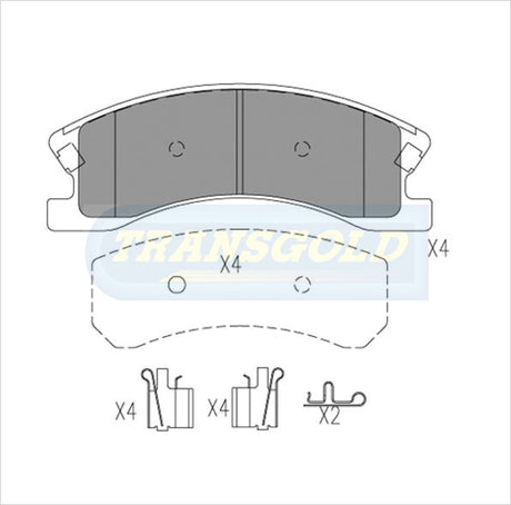 Brake Pads Front Fits Jeep Grang Cherokee 07/99-10/00 WJ 4D Wagon, 11/00-05/05 WG Wagon TG1716N - Transgold | Universal Auto Spares