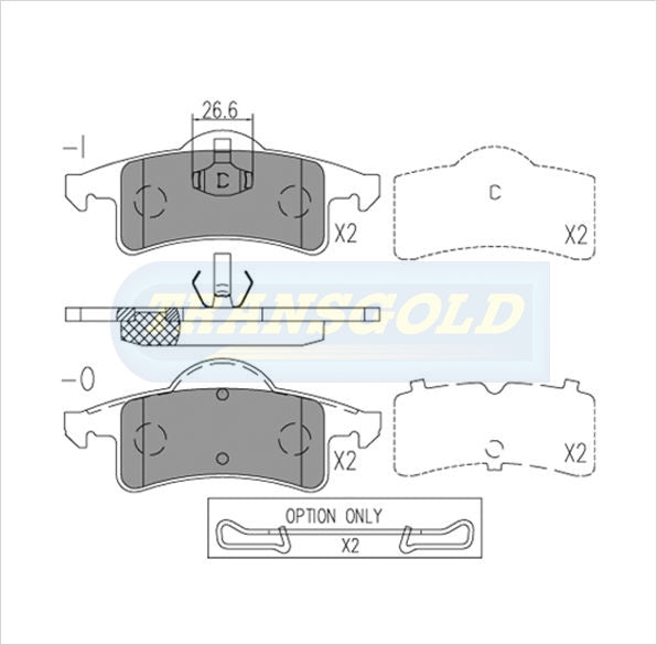 Brake Pads Rear Fits Jeep Cherokee 2000-2002 TG1717N - Transgold | Universal Auto Spares