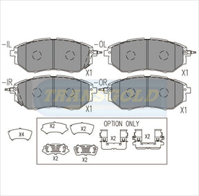 Brake Pads Front Fits Subaru Legacy 05-On, Liberty 04-05 2.0,2.5,3.0l, Outback 04-05 2.5,3.0L TG1722N - Transgold | Universal Auto Spares