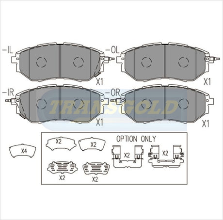 Brake Pads Front Fits Subaru Legacy 05-On, Liberty 04-05 2.0,2.5,3.0l, Outback 04-05 2.5,3.0L TG1722N - Transgold | Universal Auto Spares