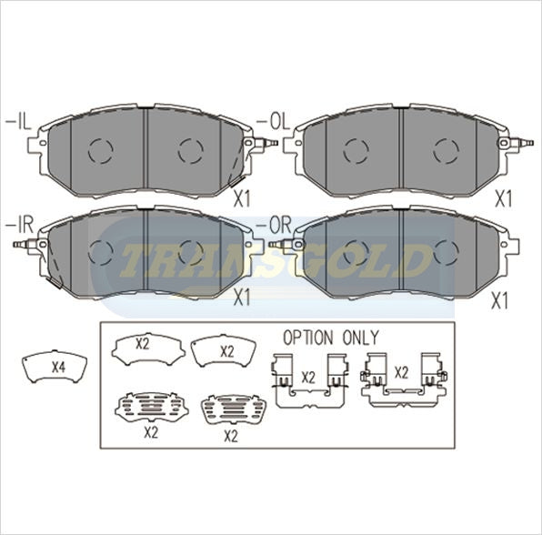 Brake Pads Front Fits Subaru Legacy 05-On, Liberty 04-05 2.0,2.5,3.0l, Outback 04-05 2.5,3.0L TG1722N - Transgold | Universal Auto Spares