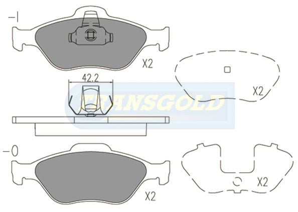 Brake Pads Front Fits Ford Fiesta, Mazda 2 03-on TG1724N - Transgold | Universal Auto Spares