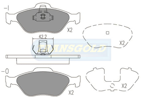 Brake Pads Front Fits Ford Fiesta, Mazda 2 03-on TG1724N - Transgold | Universal Auto Spares