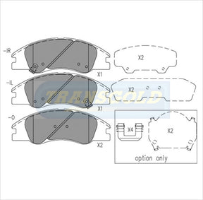 Brake Pads Front Fits Kia Cerato 1.5,41.6,2.0L 4D Sedan, Wagon 07/04-07, Spectra TG1727N - Transgold | Universal Auto Spares