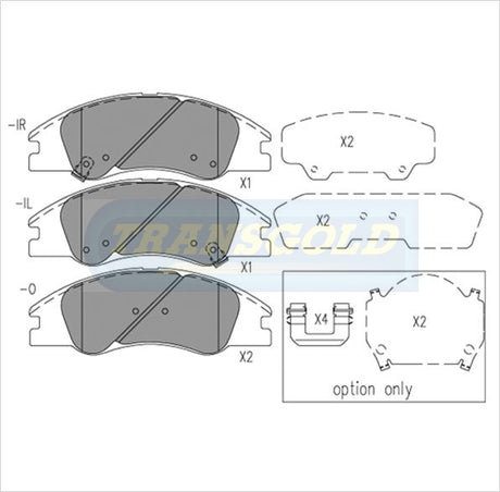Brake Pads Front Fits Kia Cerato 1.5,41.6,2.0L 4D Sedan, Wagon 07/04-07, Spectra TG1727N - Transgold | Universal Auto Spares
