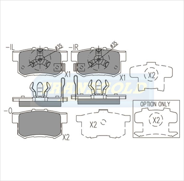Brake Pads Rear Fits Honda CRV 2005-07 TG1728N - Transgold | Universal Auto Spares