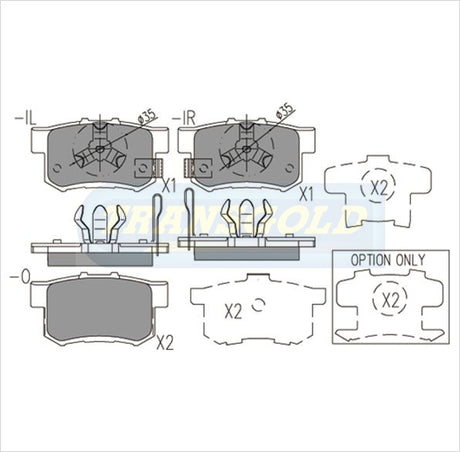 Brake Pads Rear Fits Honda CRV 2005-07 TG1728N - Transgold | Universal Auto Spares