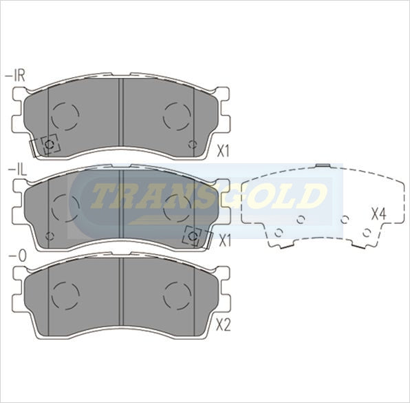 Brake Pads Front Fits Kia Carens 1.8 01-04, Credos 4D Sedan 2.0 98-04/01, Spectra 1.816v 99-04 TG1753N - Transgold | Universal Auto Spares